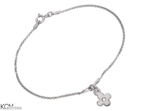 Bransoletka łańcuszek z zawieszką koniczyna, srebro 925