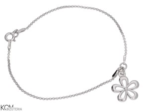 Bransoletka łańcuszek z zawieszką kwiat, srebro 925