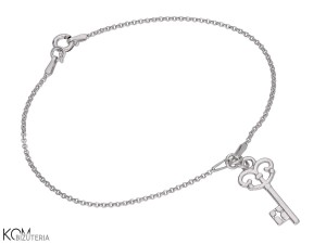 Bransoletka łańcuszek z zawieszką klucz, srebro 925