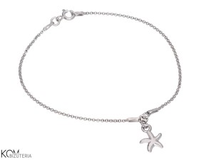 Bransoletka łańcuszek z zawieszką rozgwiazda, srebro 925