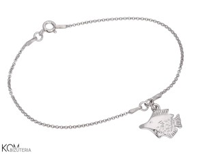 Bransoletka łańcuszek z zawieszką ryba, srebro 925
