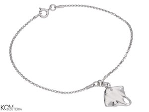 Bransoletka łańcuszek z zawieszką manta, płaszczka, srebro 925