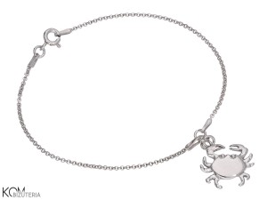 Bransoletka łańcuszek z zawieszką krab, srebro 925