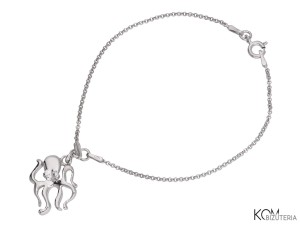 Bransoletka łańcuszek z zawieszką ośmiornica, srebro 925