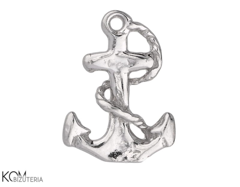 w198 srebrna zawieszka charm charms kotwica ze sznurem, morze tył