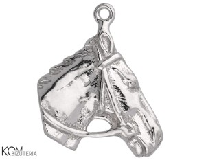 Rodowana, srebrna ozdobna zawieszka, charm koń, konik 19x17mm w196