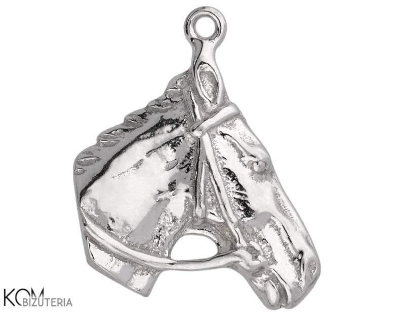 Zawieszka charm koń, głowa konia W196 - rodowane srebro