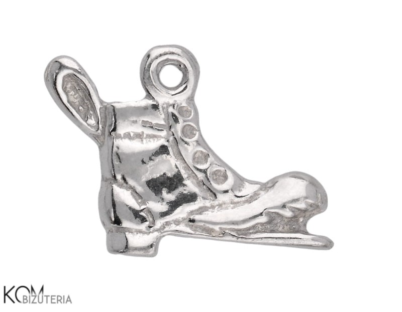 Zawieszka charm but, stary bucik W197 - rodowane srebro