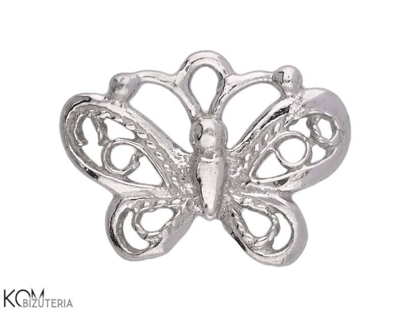 Zawieszka charm ażurowy motyl, motylek W199 - rodowane srebro
