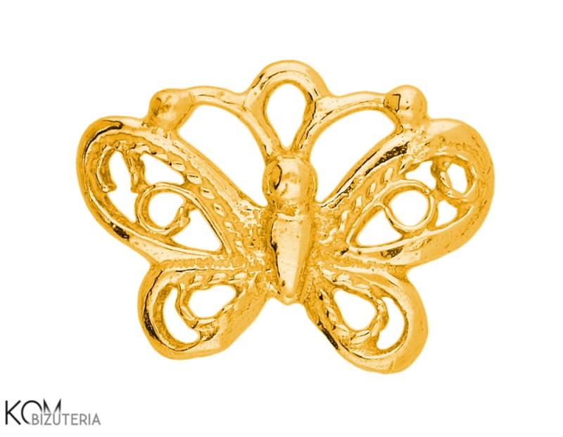 w199 pozłacana srebrna zawieszka charm charms ażurowy motyl, motylek