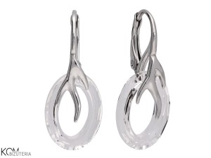 Kolczyki gałązki białe pierścienie, srebro 925, kryształy Swarovski®