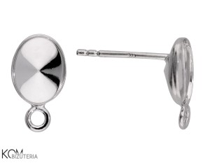 Srebrny kolczyk sztyft z wklęsłą miseczką do kryształów owal 4122 8mm z haczykiem kh51
