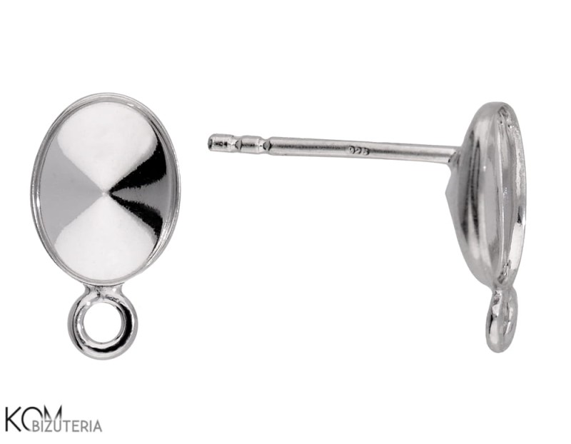 kh51 srebrne kolczyki sztyfty do kryształów swarovski oval rivoli  4122 8 mm z haczykiem, ogniwem do podczepiania