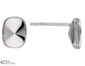 Srebrny kolczyk sztyft z wklęsłą miseczką do kryształów prostokąt 4568 8mm kh52