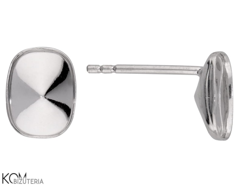 kh52 srebrne kolczyki sztyfty do kryształów swarovski cushion 4568 8 mm