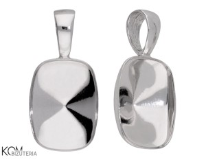 Srebrna zawieszka z wklęsłą miseczką do kryształów prostokąt 4568 14mm w200