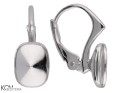 kz100 srebrne bigle angielskie, kolczyki leverback do kryształów swarovski cushion 4568 8 mm