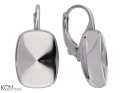 kz100 srebrne bigle angielskie, kolczyki leverback do kryształów swarovski cushion 4568 14 mm