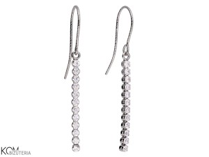 Wiszące kolczyki na haczykach z 2,8 cm łańcuchami cyrkonii, srebro 925, cyrkonie