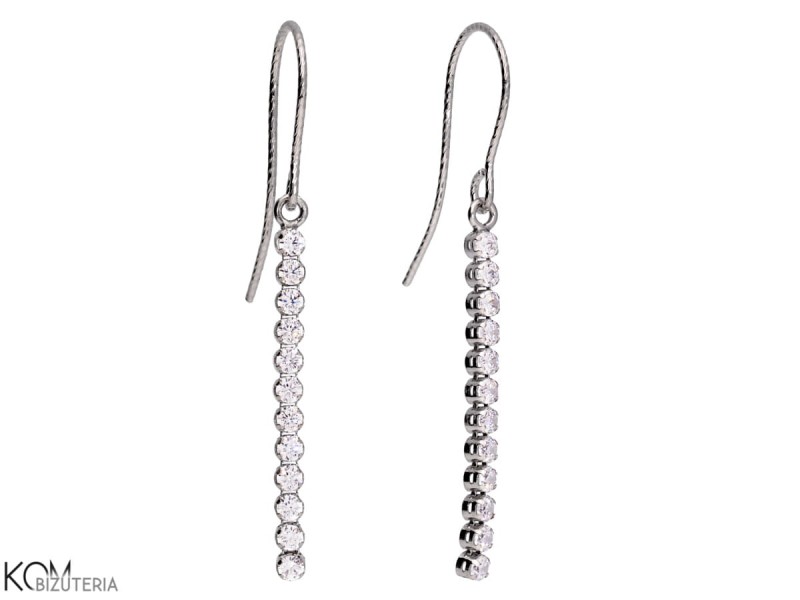 wiszące kolczyki z łańcuchami cyrkoniami