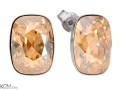 Beżowe kolczyki sztyfty prostokąty, srebro 925, kryształy Swarovski®