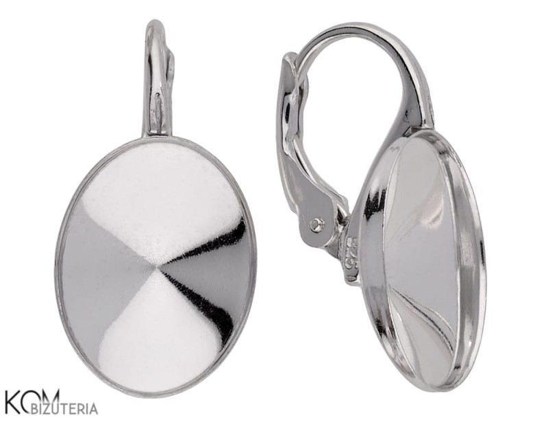 kz99 kolczyki angielskie srebrne do krysztaly swarovski 4122 rivoli oval 14 mm