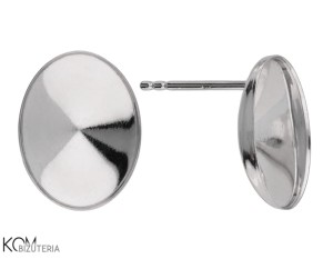 Rodowany, srebrny kolczyk sztyft z wklęsłą miseczką do kryształów owal 4122 14mm kh50