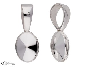Rodowana, srebrna zawieszka z wklęsłą miseczką do kryształów owal 4122 8mm w181