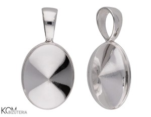 Rodowana, srebrna zawieszka z wklęsłą miseczką do kryształów owal 4122 14mm w181