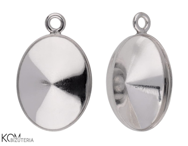 w182 zawieszki srebrne z ogniwem z miseczkami do krysztaly swarovski 4122 rivoli oval 14 mm