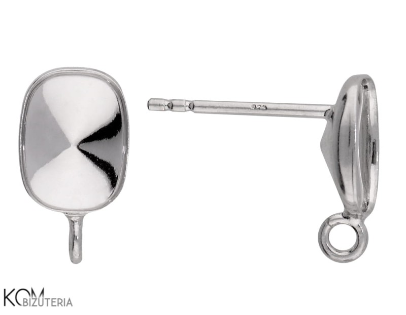 kh53 srebrne kolczyki sztyfty do kryształów swarovski cushion 4568 8 mm z haczykiem, ogniwem do podczepiania