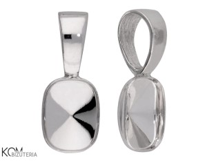 Rodowana, srebrna zawieszka z wklęsłą miseczką do kryształów prostokąt 4568 8mm w201