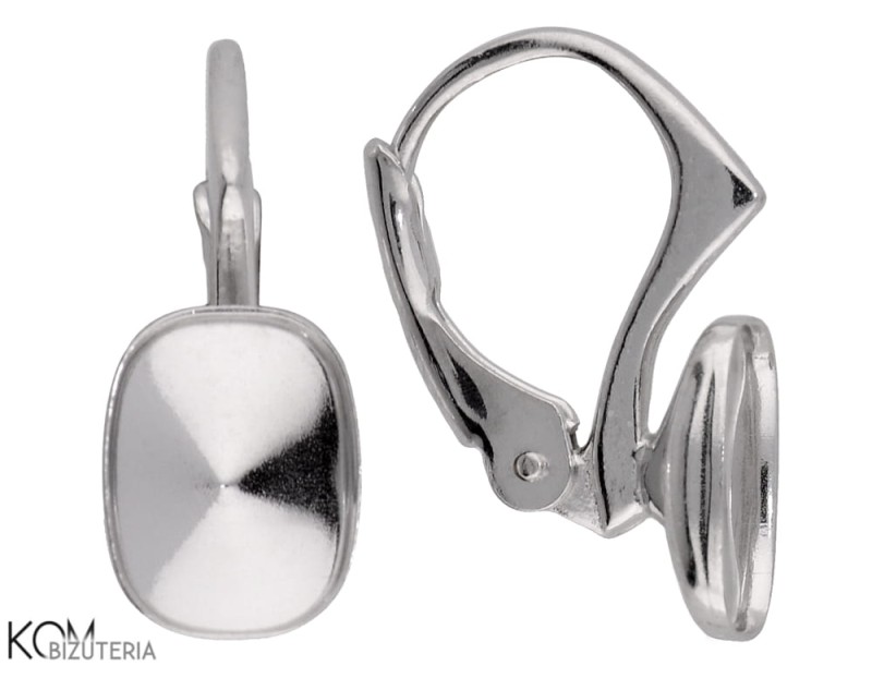 kz100 srebrne bigle angielskie, kolczyki leverback do kryształów swarovski cushion 4568 8 mm