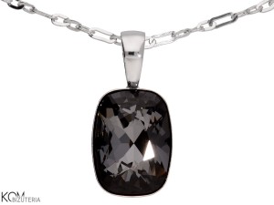Wisiorek czarny prostokąt kryształ, srebro 925, kryształ Swarovski®