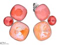 Brzoskwiniowe, koralowe, pomarańczowe kolczyki trzy kryształy, srebro 925, kryształy Swarovski®
