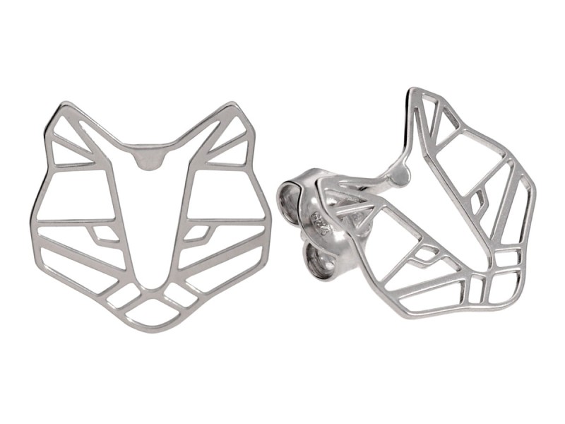 origami srebrne kolczyki kot, kotek