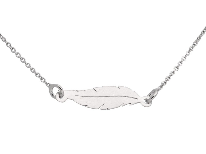 srebrny łańcuszek piórko