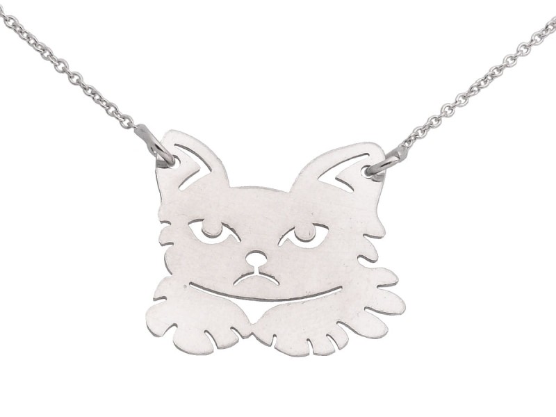 srebrny łańcuszek kotek blaszka