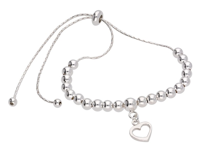 srebrna bransoletka zaciskowa z serduszkiem serduszko