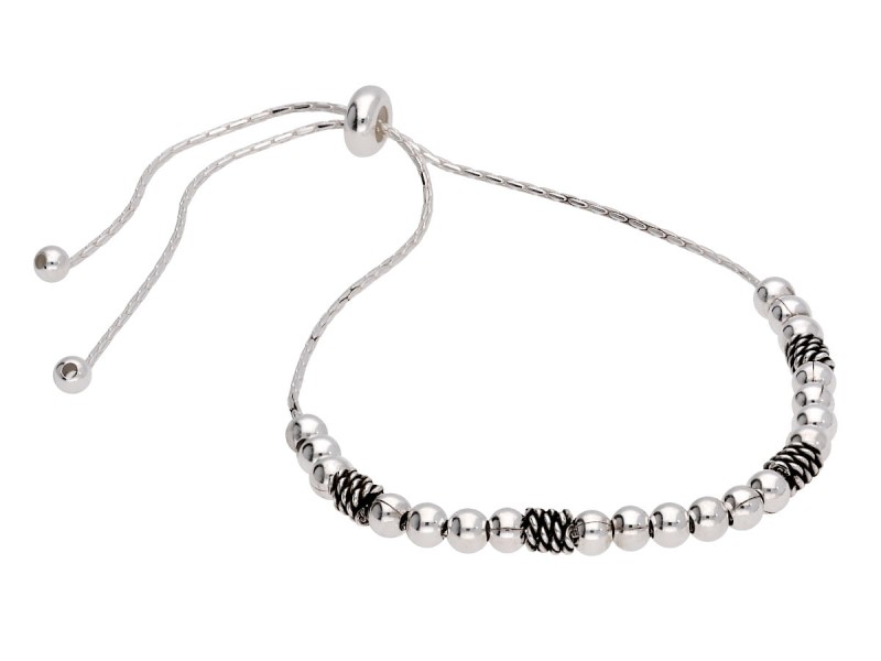 srebrna bransoletka zaciskowa kuleczki z kuleczek