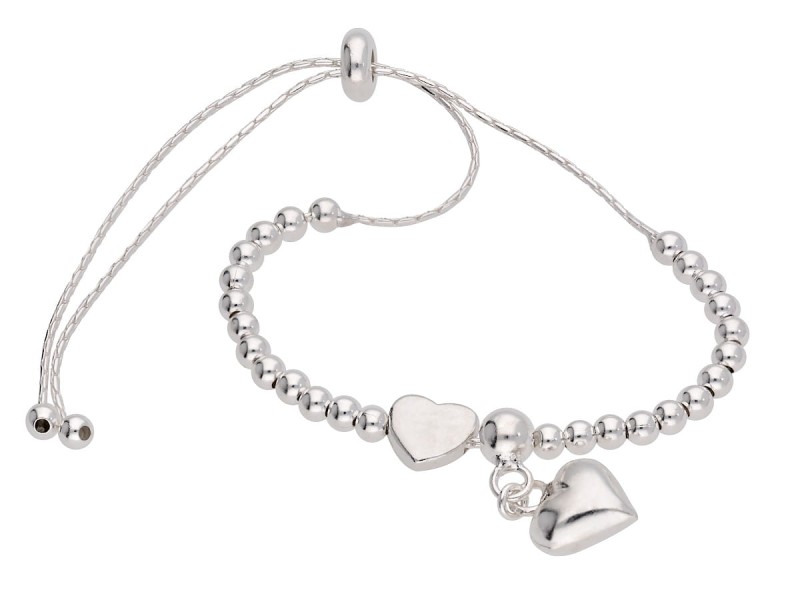 srebrna bransoletka zaciskowa serduszka bransoletka z kuleczek