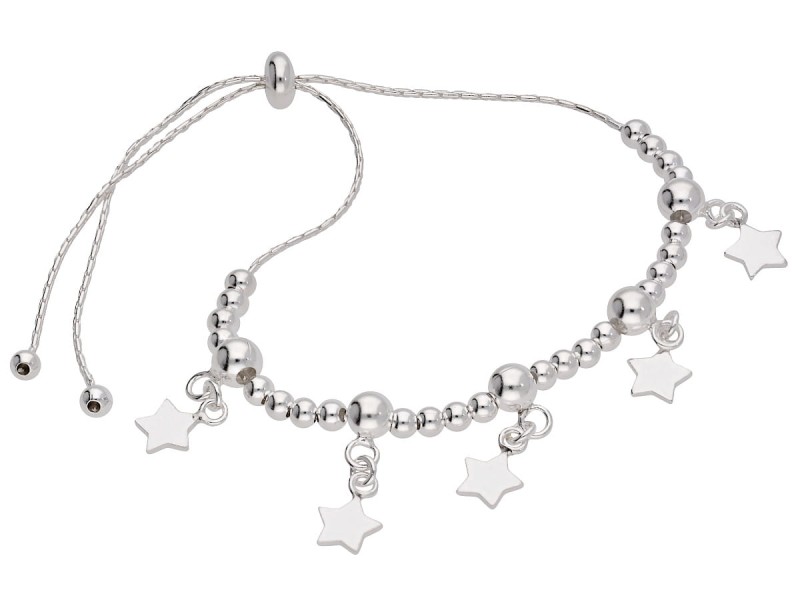 srebrna bransoletka zaciskowa gwiazdki bransoletka z kuleczek