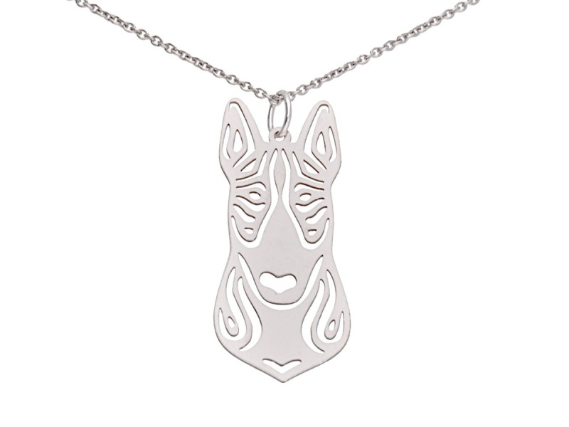 srebrny łańcuszek pies bulterier