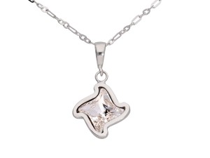 Wisiorek biały, gwiazda, kryształ Swarovski®, srebro 925