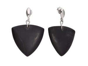 Earrings with natural stones, black