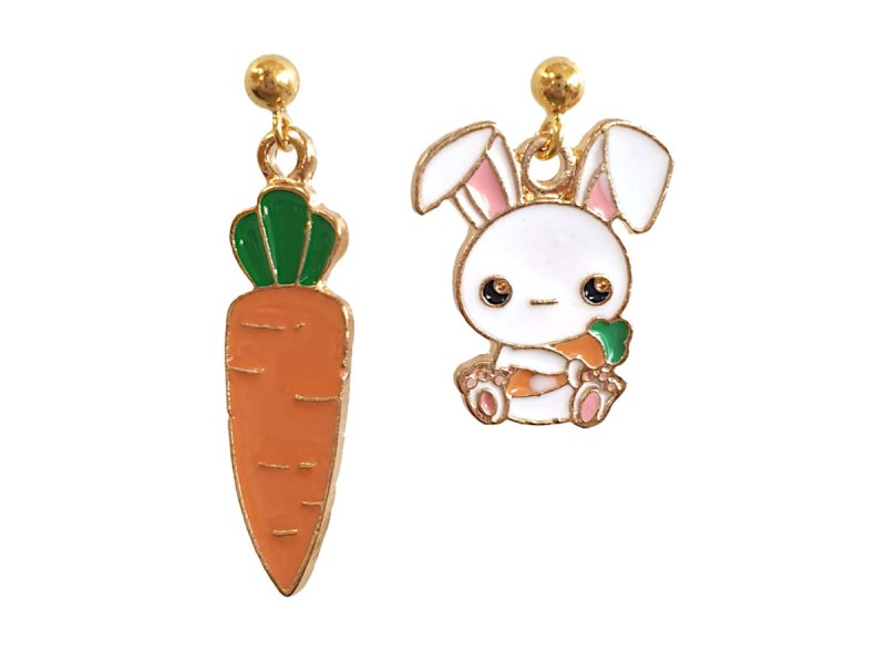 kolczyki emaliowane królik króliczek marchewka kawaii