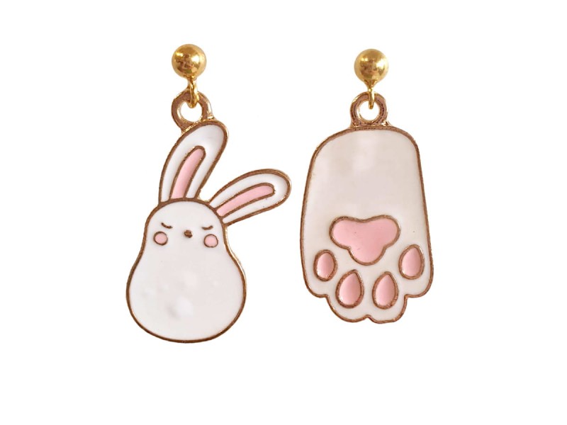 kolczyki emaliowane królik króliczek łapka kawaii