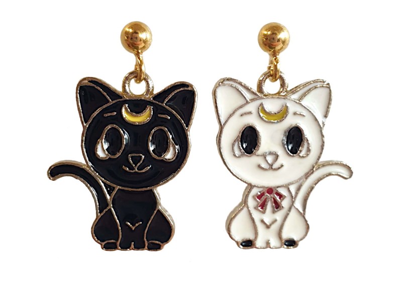 kolczyki emaliowane koty luna artemis czarodziejka z księżyca sailor moon.jpg