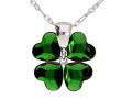 Zielony naszyjnik, wisiorek koniczyna,  z kryształami Swarovski® serce, srebro 925