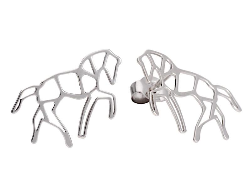 srebrne kolczyki sztyfty koń konik